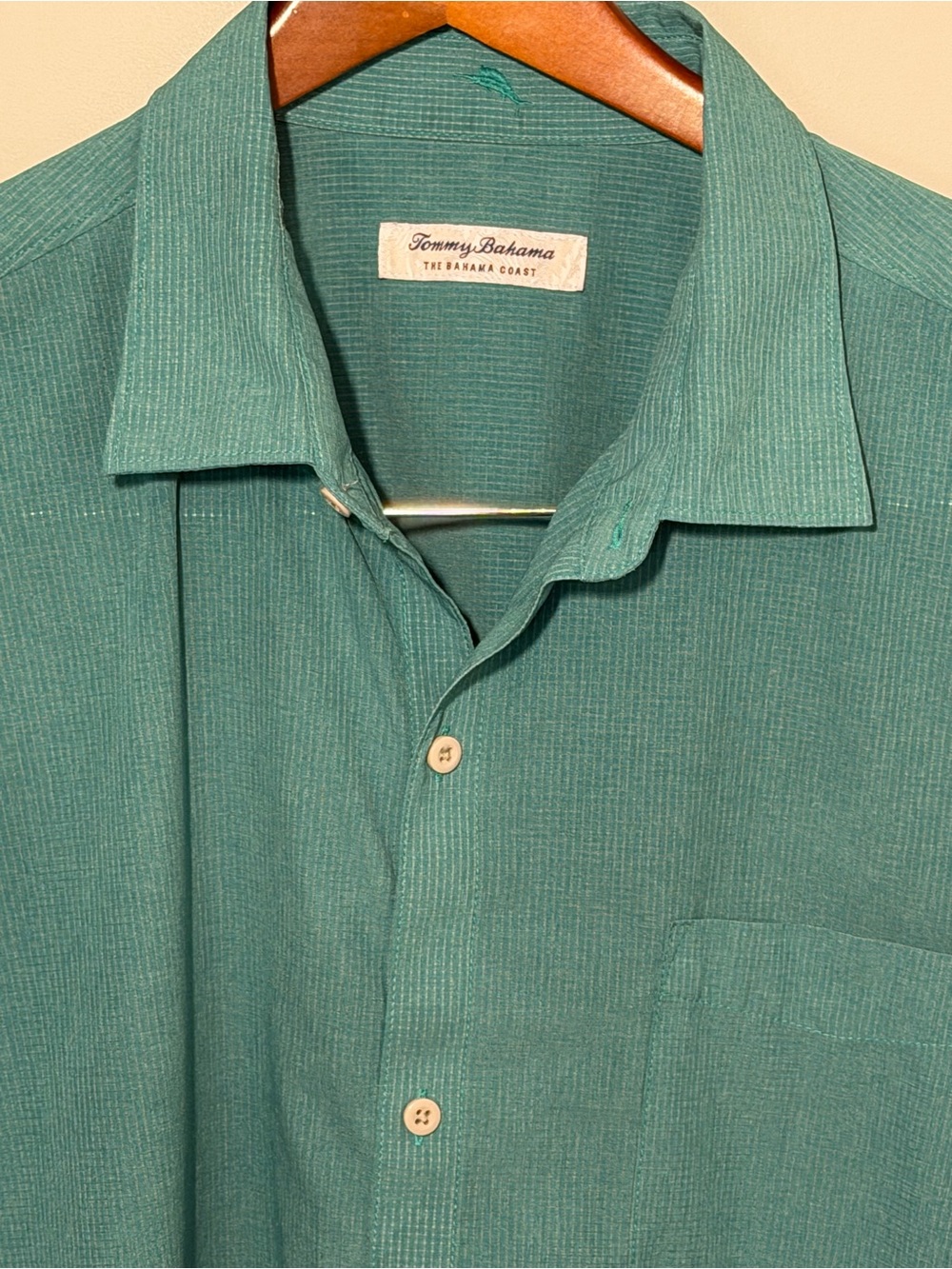 Tommy Bahama Teal Green Short-Sleeve Button-Down Island-Inspired CampCollarShirt